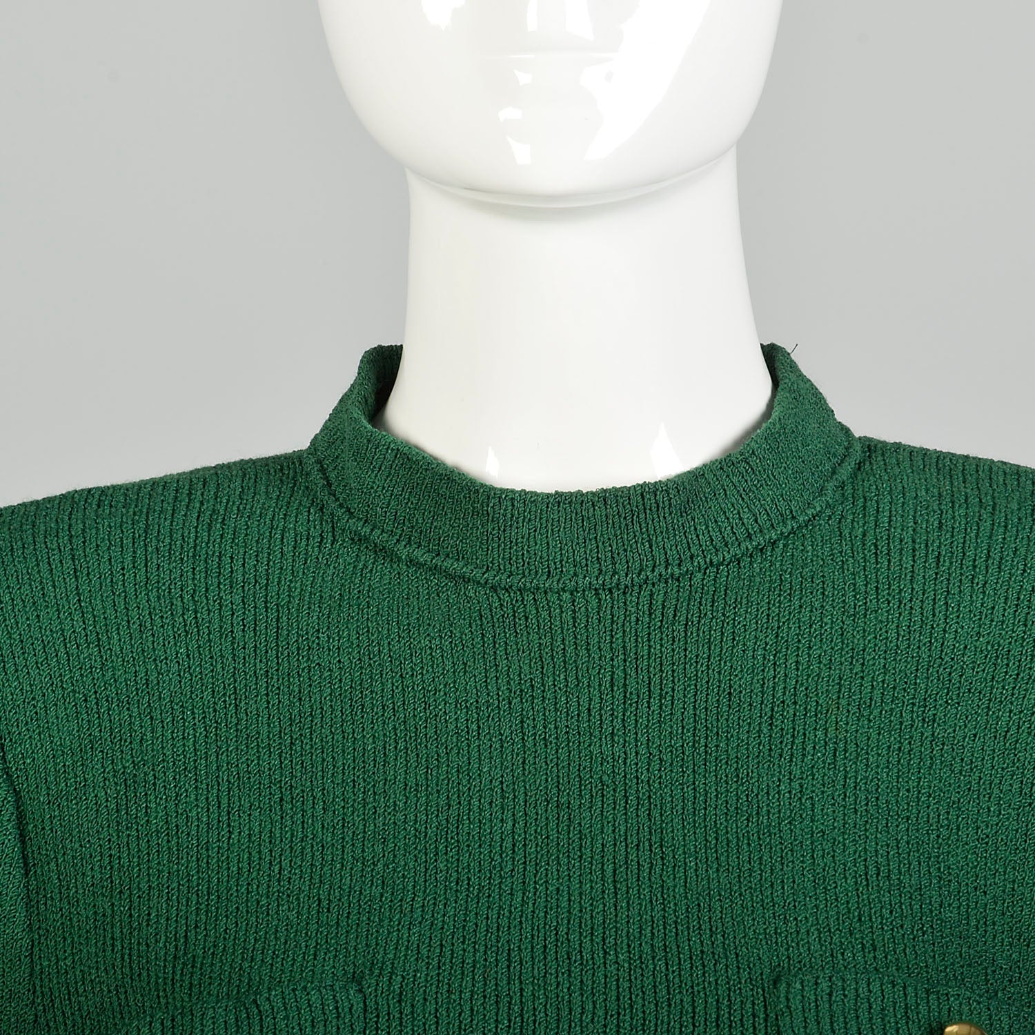 Small 1980s Adolfo Holiday Green Knit Long Sleeve Winter Sweater Dress