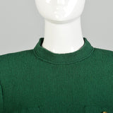 Small 1980s Adolfo Holiday Green Knit Long Sleeve Winter Sweater Dress
