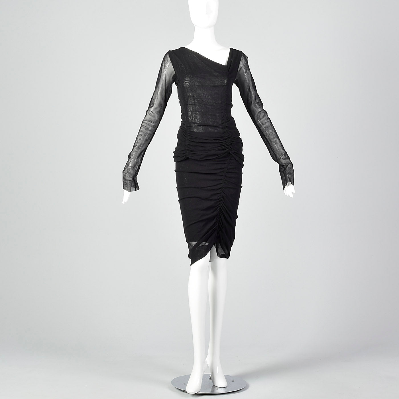 2000s Jean Paul Gaultier Black Mesh Skirt and Top