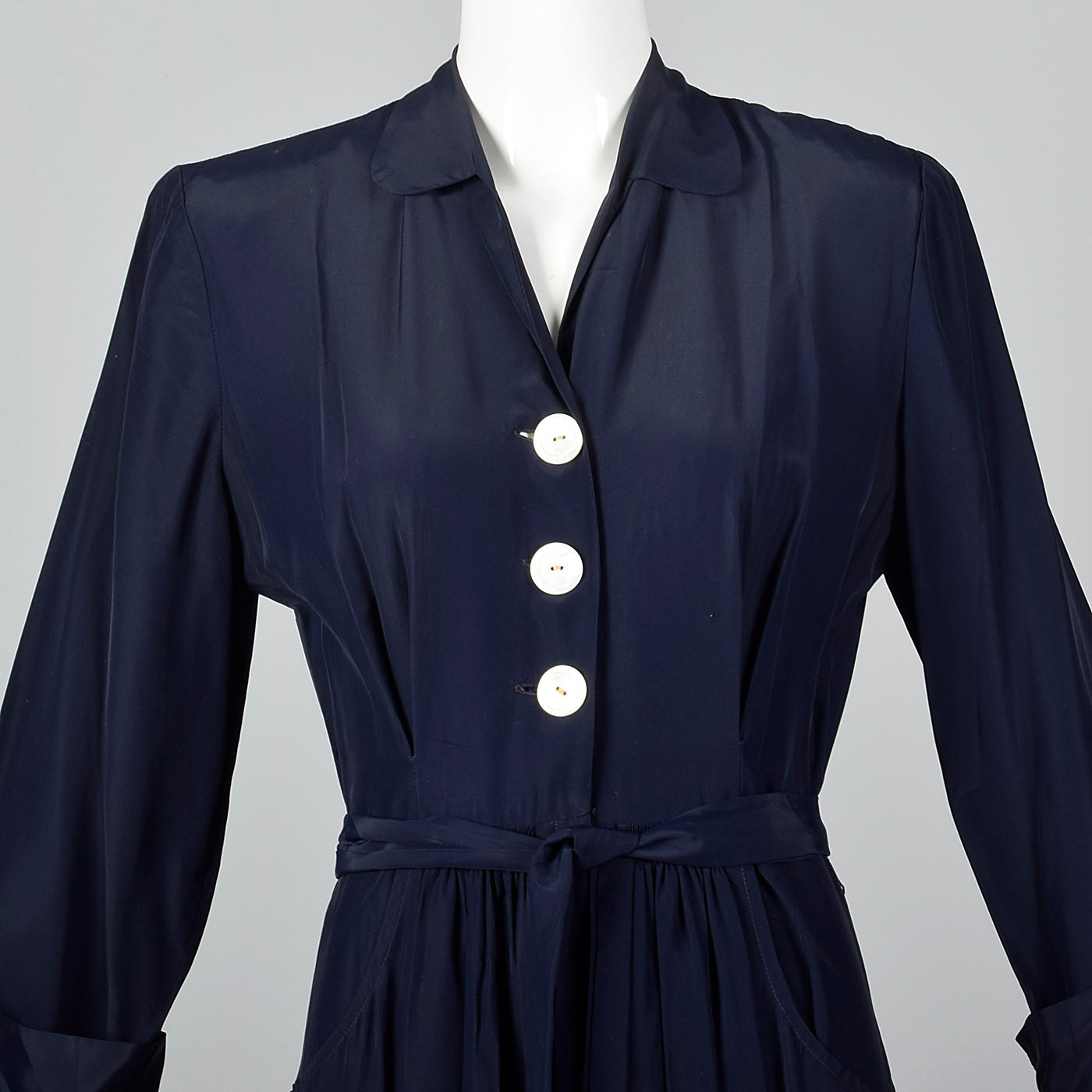 1950s Navy Rayon Dressing Gown