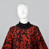 1980s Jaeger Oversized Abstract Sweater in Red & Black