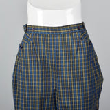 1950s Blue Plaid Cigarette Pants