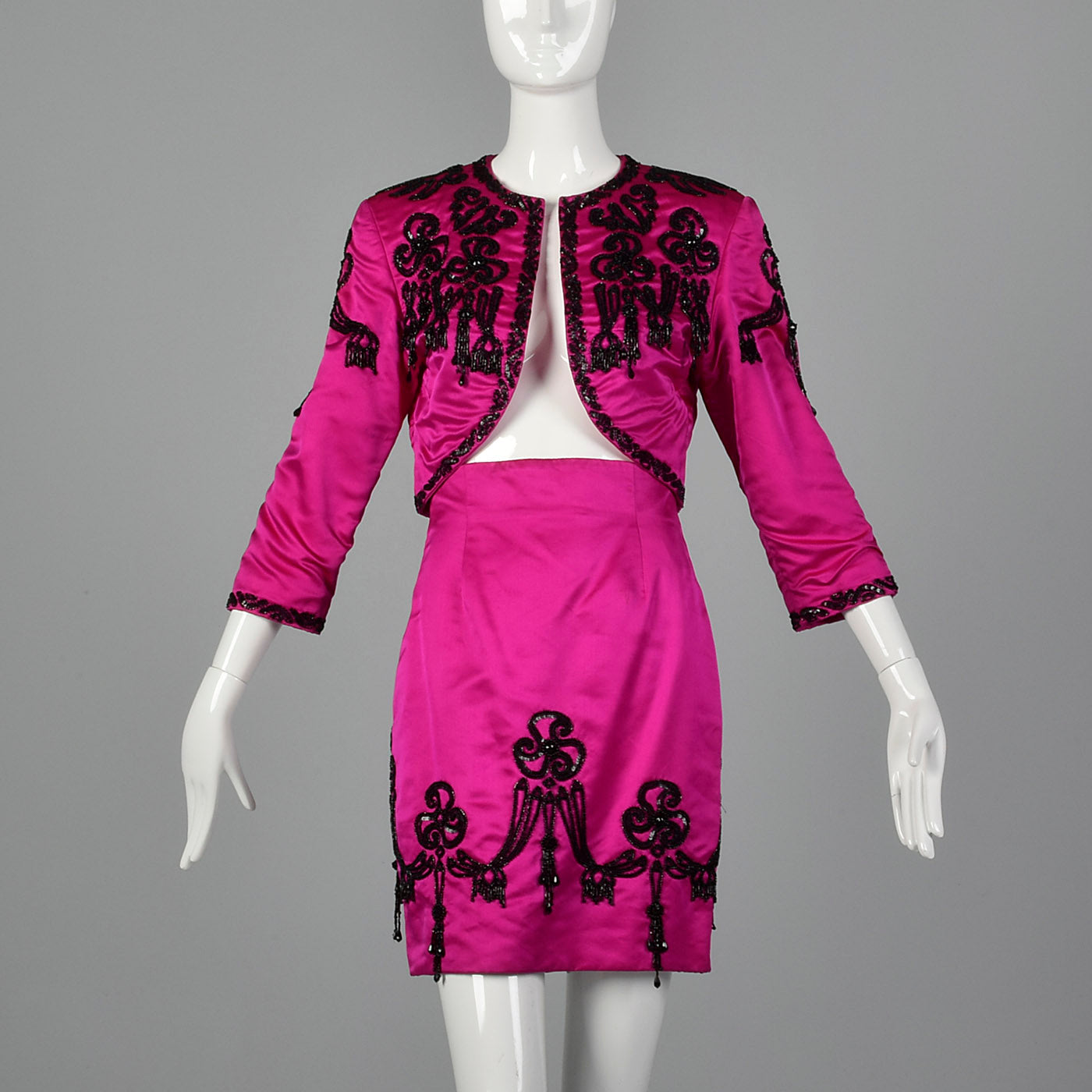 1980s Pilar Rossi Hot Pink Skirt Suit