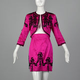 1980s Pilar Rossi Hot Pink Skirt Suit