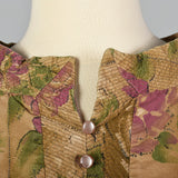 1950s Brown Floral Cotton Day Dress