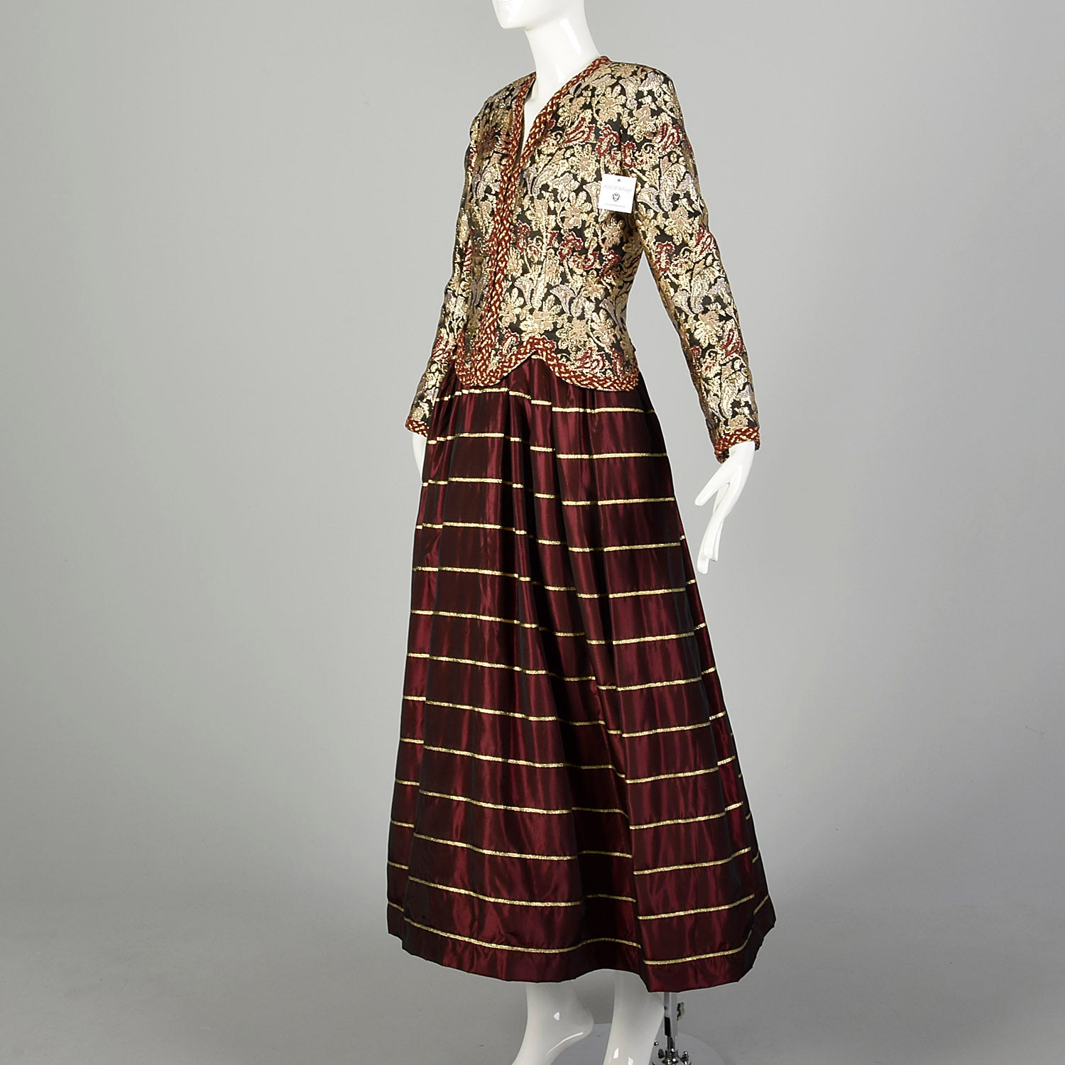 Medium 1989 Documented Victor Costa Ensemble Holiday Evening Two Piece Gown Skirt Jacket Set
