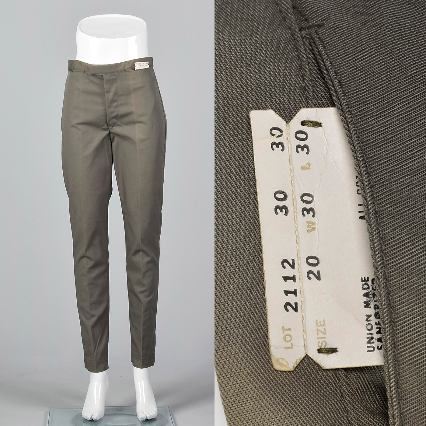 1960s Gray Sanforized Cotton Pants