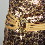 Medium 2000s Strapless Sequin Gown Leopard Evening Dress Goddess Formal Puddle Train