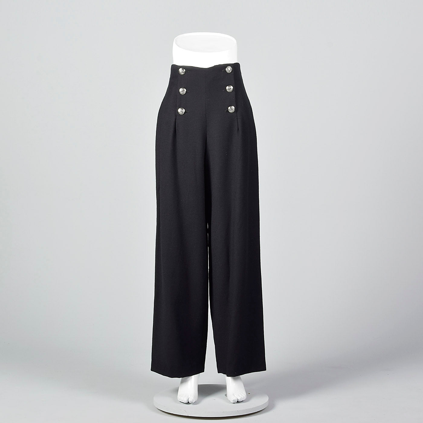 Black Wide Leg Sailor Style Pants