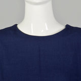 Large 1980s Carolina Herrera Blue Peplum Dress Long Sleeve