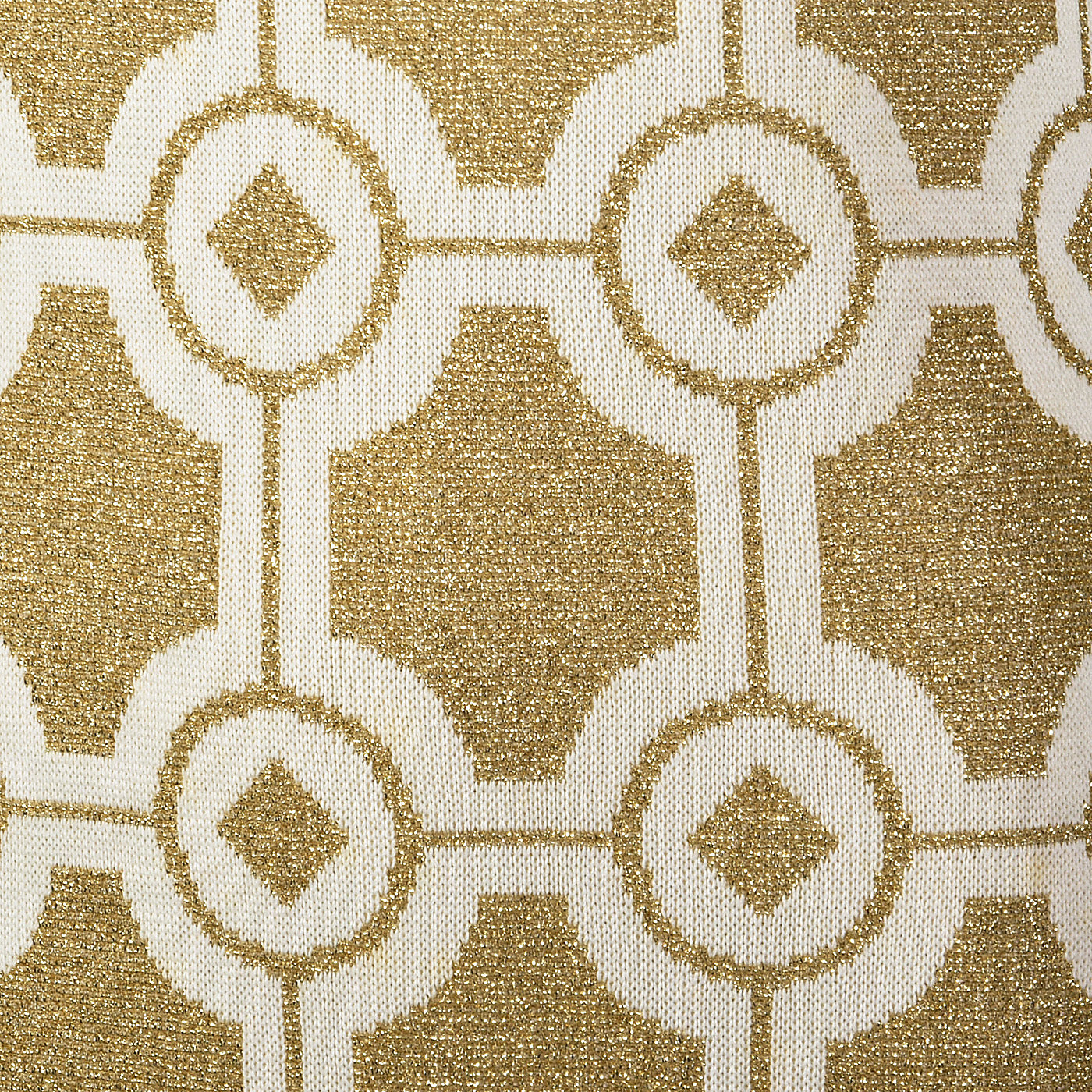 Incredible 1960s Balmain Les Tricots Geometric Gold Knit Maxi Dress