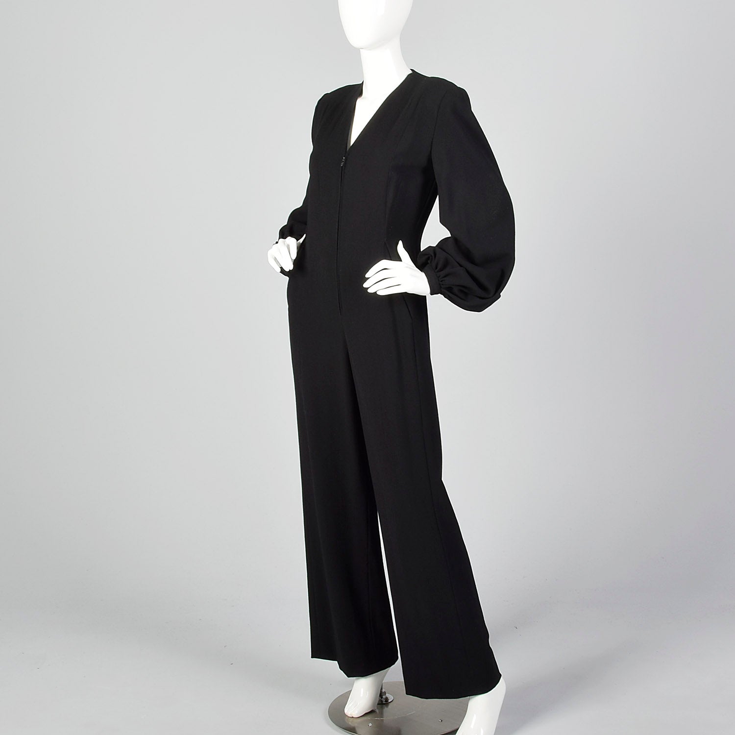 Small Pauline Trigere 1970s Wool Crepe Jumpsuit