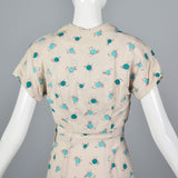 1950s Novelty Print Dress with Abstract Blue Birds