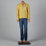 1950s Mens Gold and Cream Textured Check Jacket