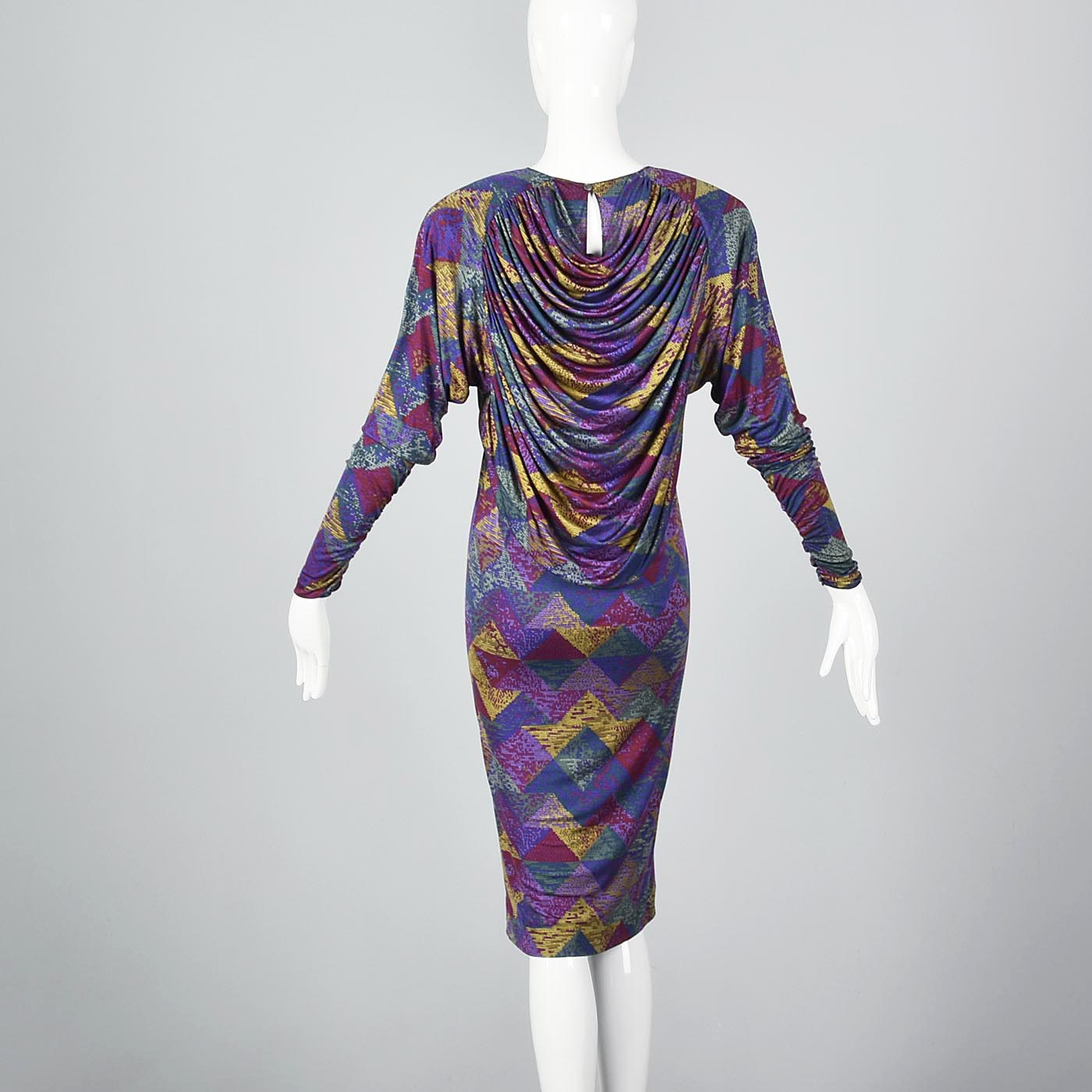 Missoni Purple Silk Jersey Dress with Draped Bodice