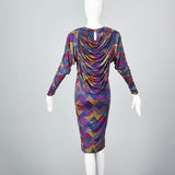 Missoni Purple Silk Jersey Dress with Draped Bodice