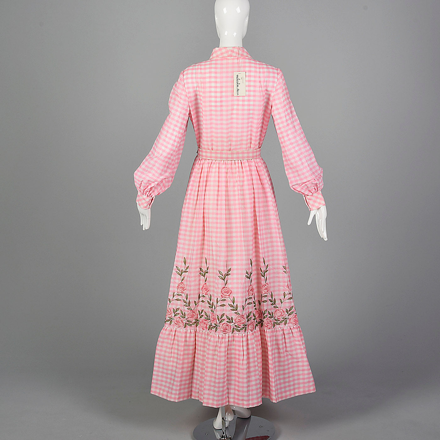 Medium Malcolm Star 1970s Pink Gingham Maxi Dress