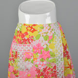 1970s Lilly Pulitzer Colorful Print Faux Wrap Mini Skirt