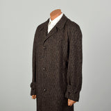 XXL 1950s Coat Brown Boucle Wool Tweed Winter Overcoat