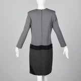 1980s Bob Mackie Gray Knit Dress with Asymmetric Rhinestone Hip