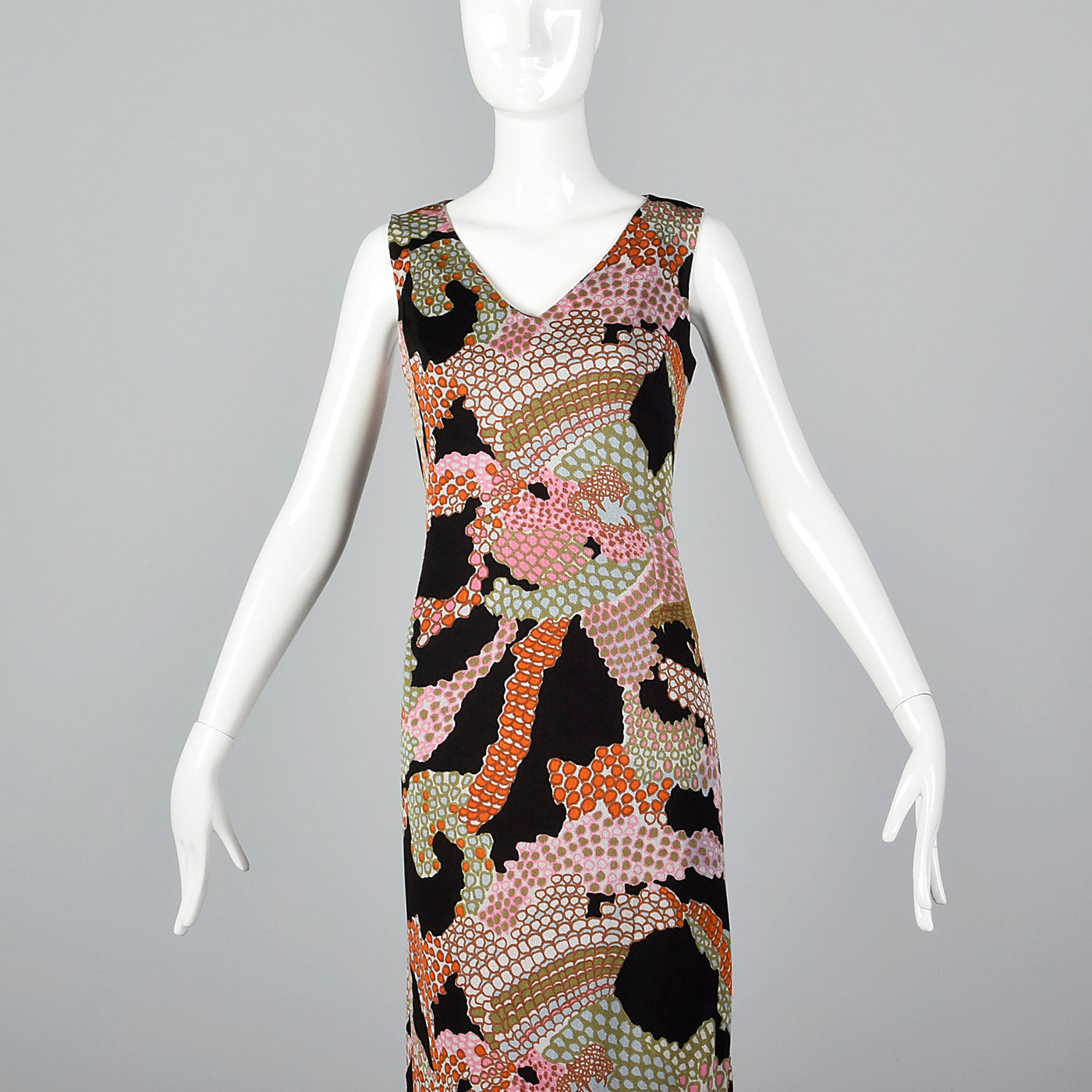 1960s Pierre Balmain Formal Maxi Dress in Psychedelic Knit