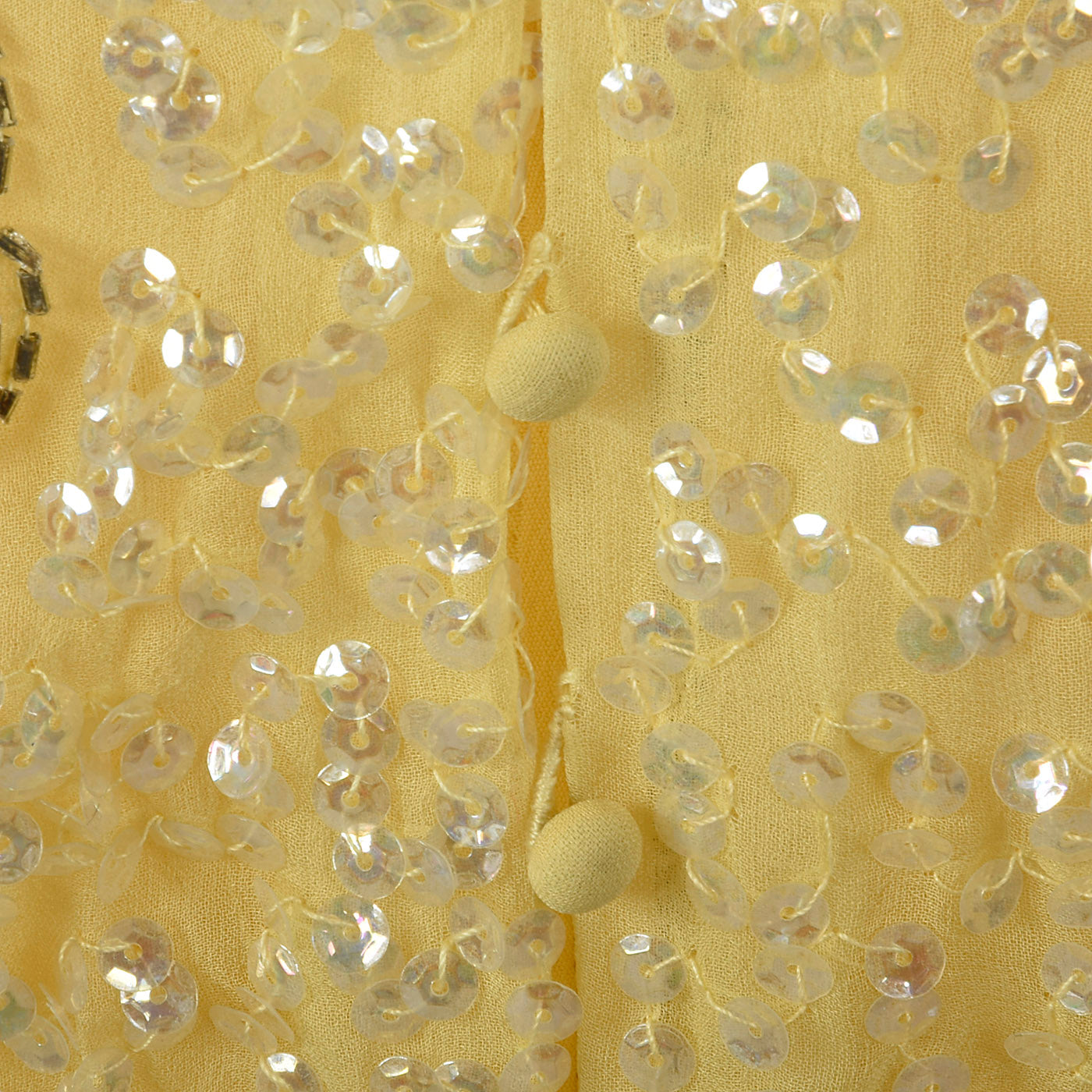 1960s Yellow Chiffon Beaded Dress