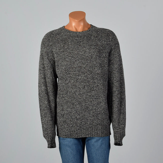 1980s Burberry Mens Gray Knit Sweater