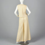 1970s Cream Wool Vest with Palazzo Pants