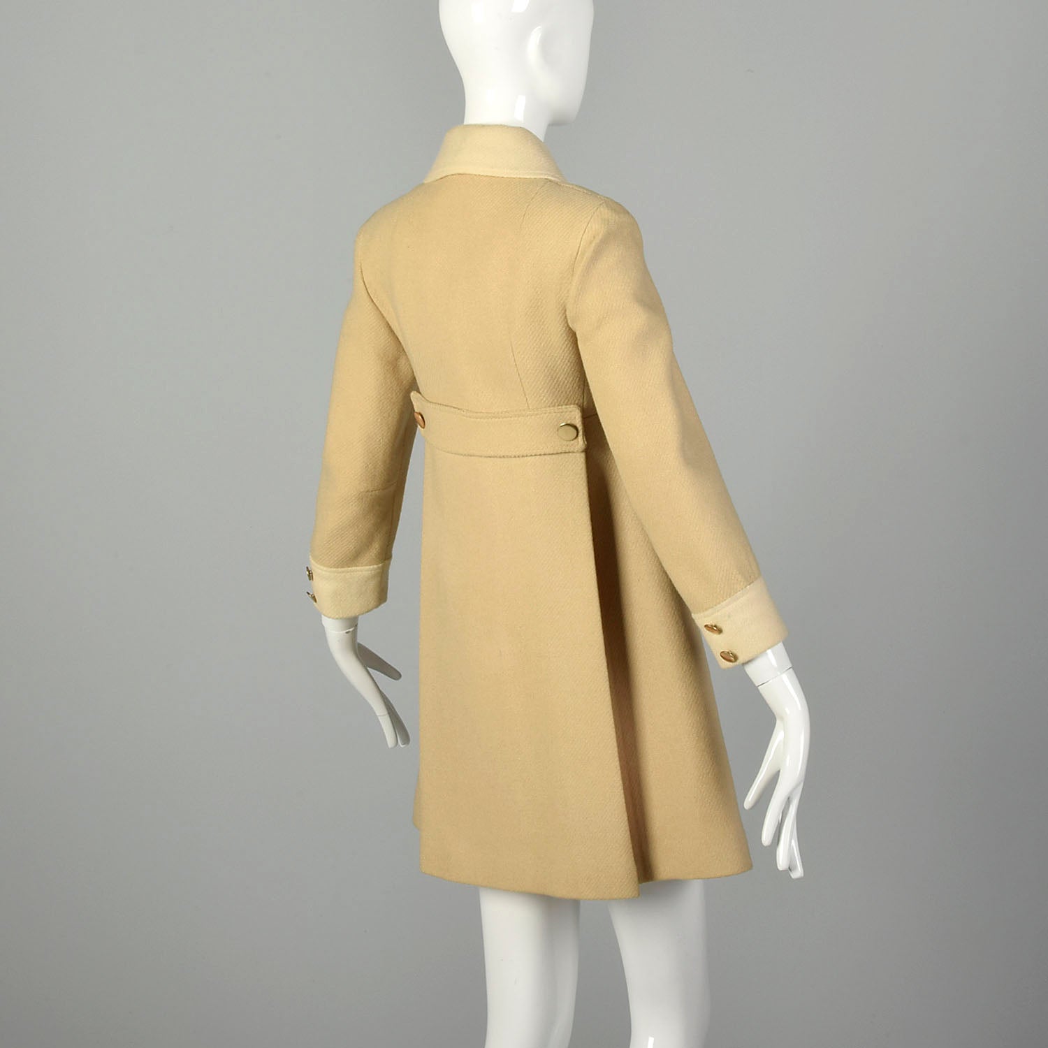 XXS 1960s Coat Mod Babydoll Style Beige Mini Jacket