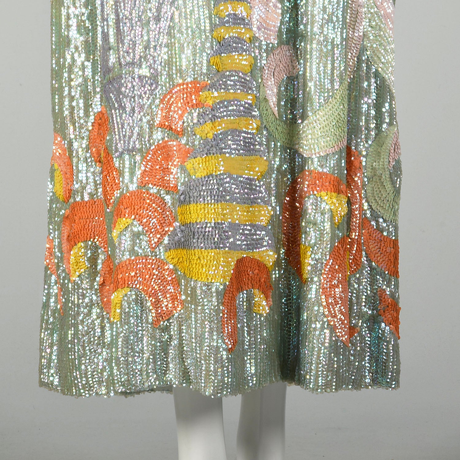 Medium 1970s Ronald Amey Sequin Gown Abstract Formal Dress