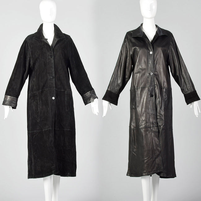 1990s Reversible Black Leather Coat