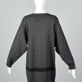 1980s Ferragamo Gray Sweater Dress with Signature Buttons