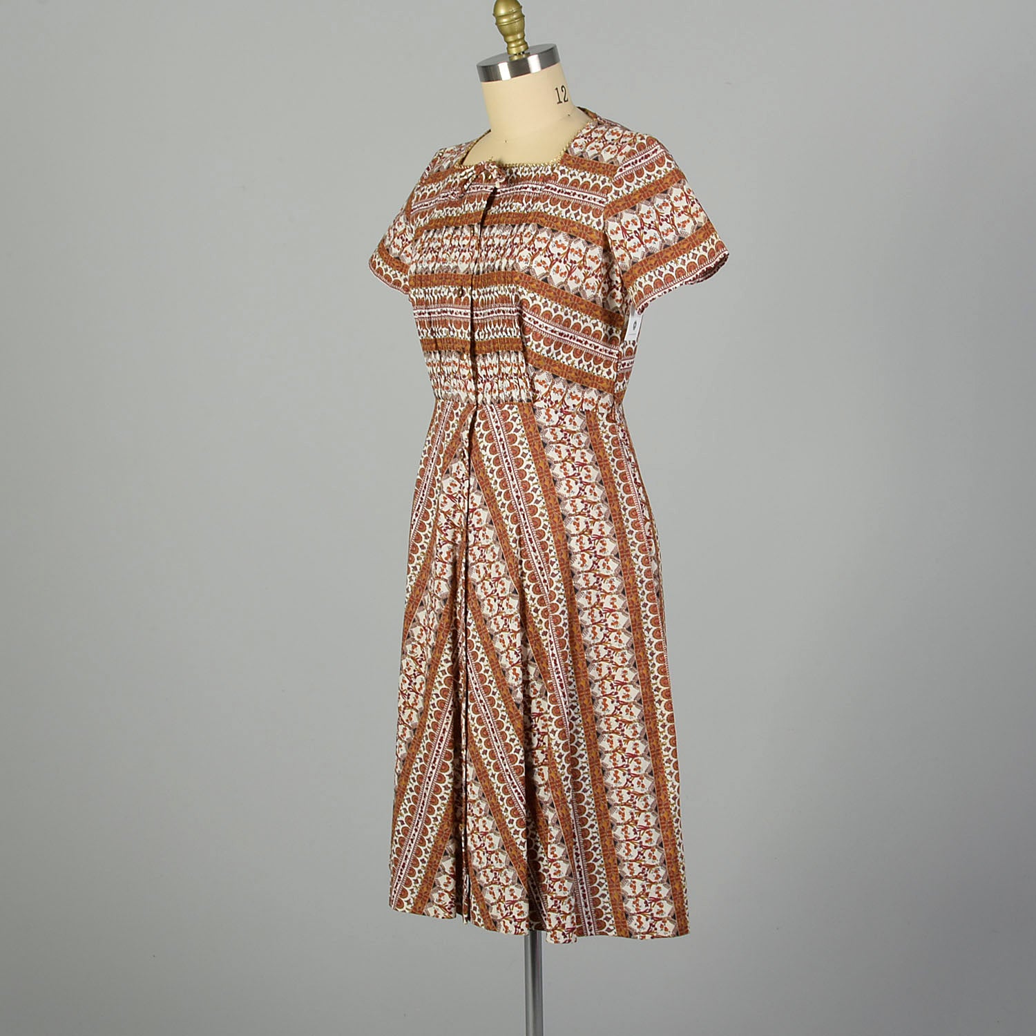 XL 1950s Novelty Print Cotton Day Dress Shirtwaist