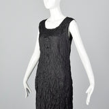 1990s Issey Miyake Black Textured Dress