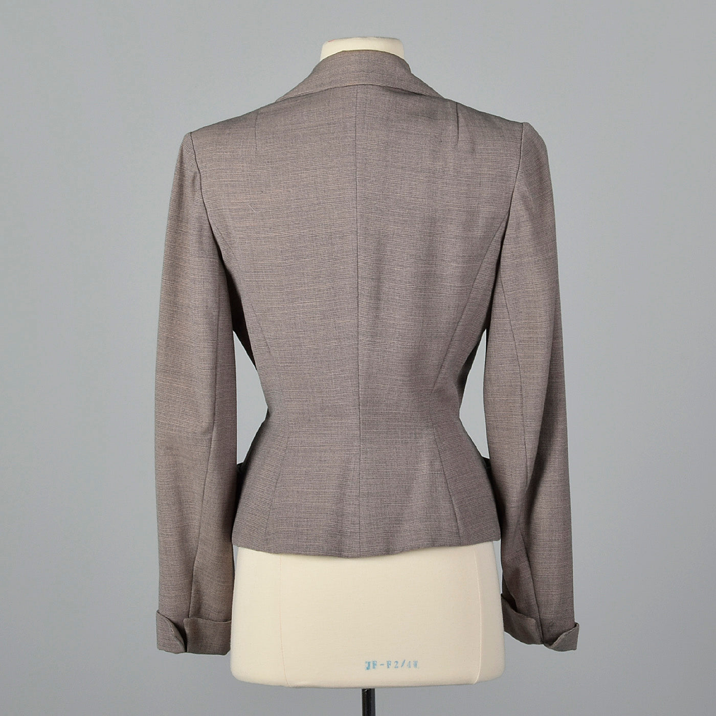 1950s Fitted Blazer in Pink and Gray Stripe