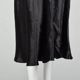 Small 1930s Black Silk Dress Bias Cut Mesh Short Sleeves