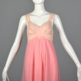 1960s Pink Nightgown with Shaped Lace Bust