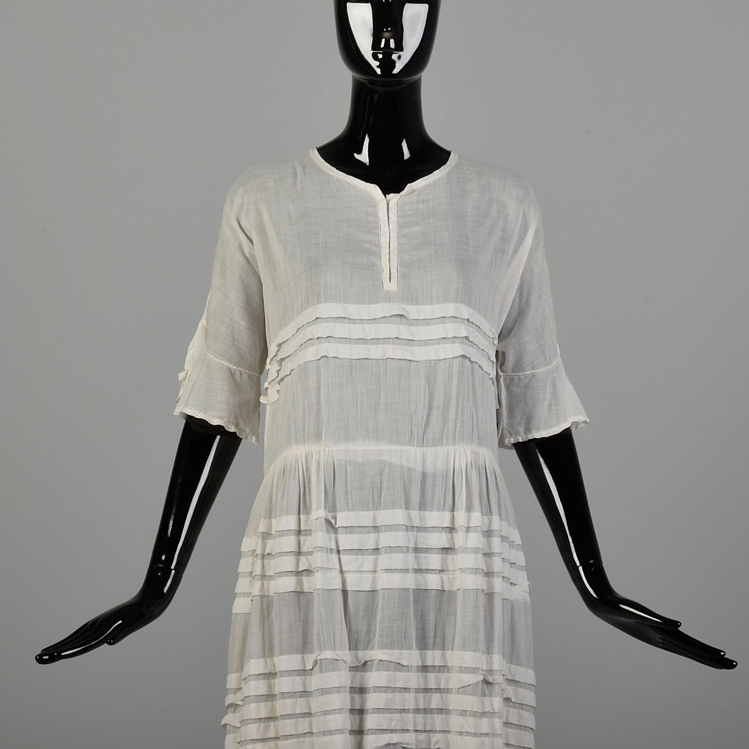 Medium 1920s Lawn Dress Semi-Sheer Summer Short Sleeve Cotton Day