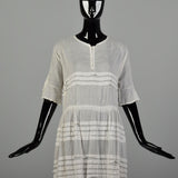 Medium 1920s Lawn Dress Semi-Sheer Summer Short Sleeve Cotton Day