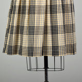 XL 1950s Yellow Cotton Day Dress Black Plaid Short Sleeves Casual Volup
