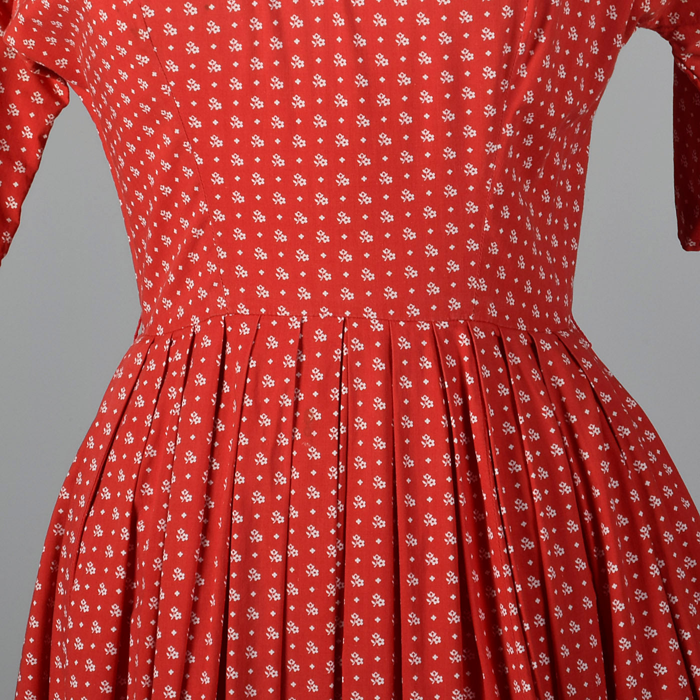 1950s Lanz Red Cotton Fit and Flare Dress