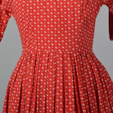 1950s Lanz Red Cotton Fit and Flare Dress
