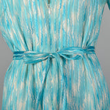 Medium 1970s Pauline Trigère Blue Silk Chiffon Maxi Dress