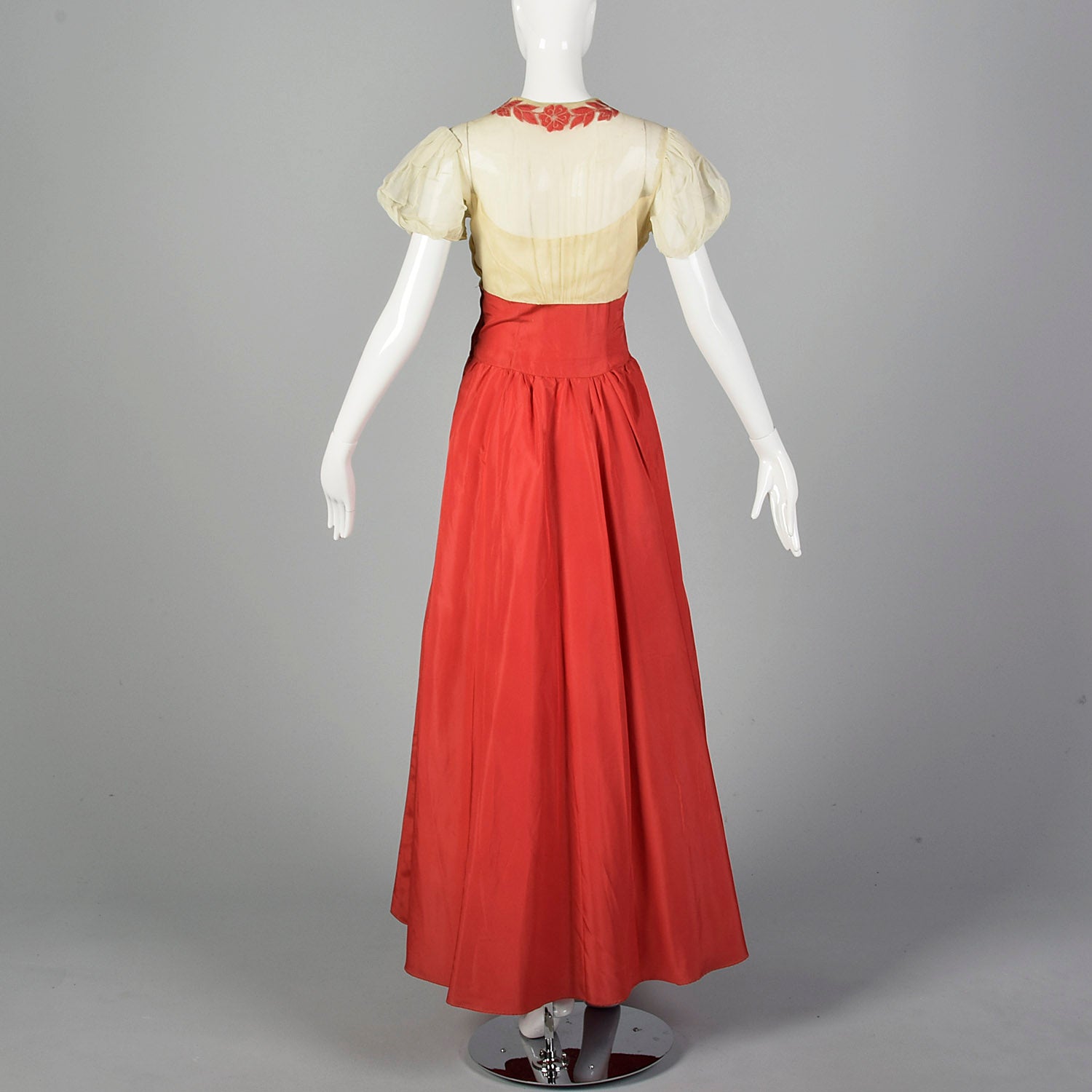 1930s Mesh and Pink Taffeta Gown