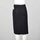 Large St John Evening Black Knit Skirt Sparkle Paillettes
