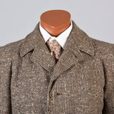 1950s Mens Chunky Wool Tweed Coat with Windowpane Fleck