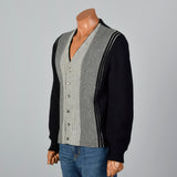 1950s Mens Campus Black and Gray Cardigan