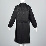 1960s Black Moire Double Breasted Coat