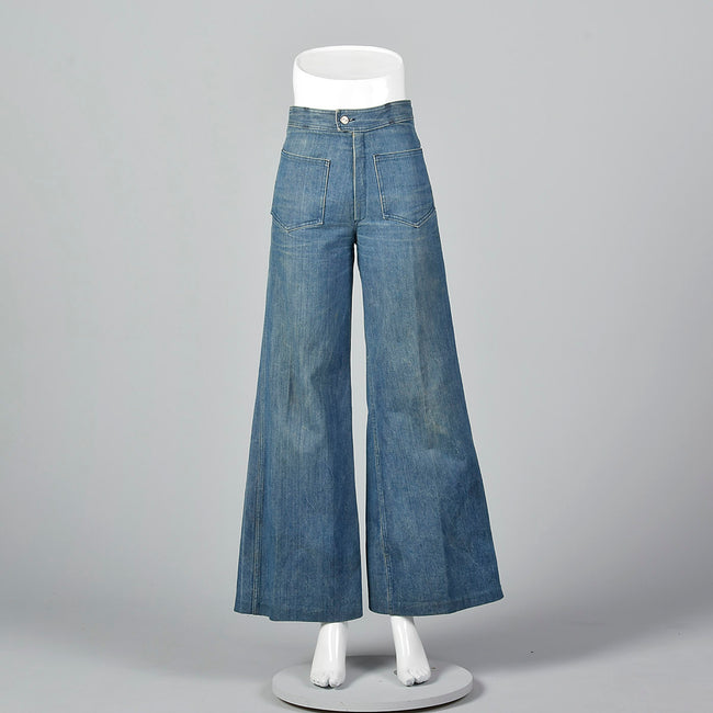 1970s Bell Bottom Jeans with Front Pockets