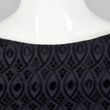 1950s Navy and Black Eyelet Dress with Drop Waist Illusion